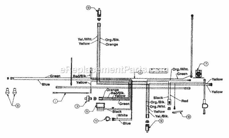 Electrical (Single Cylinder Briggs  Stratton) Diagram and Parts List for 13A4662F129 2001 Yard Machines Lawn Tractor